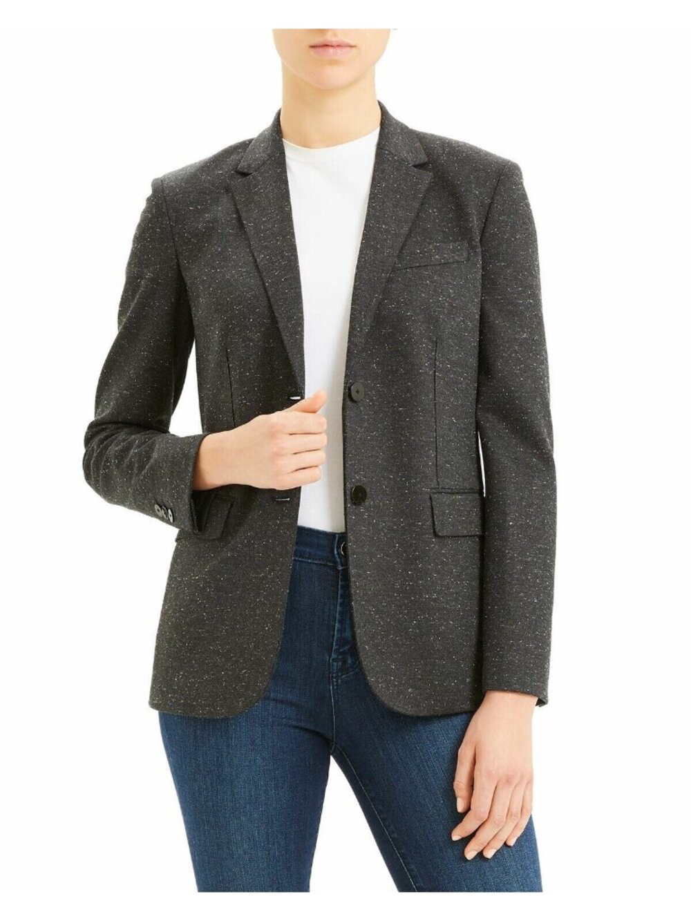 Theory Classic Blazer Melange Ponte Charcoal salt pepper Jacket sz 6